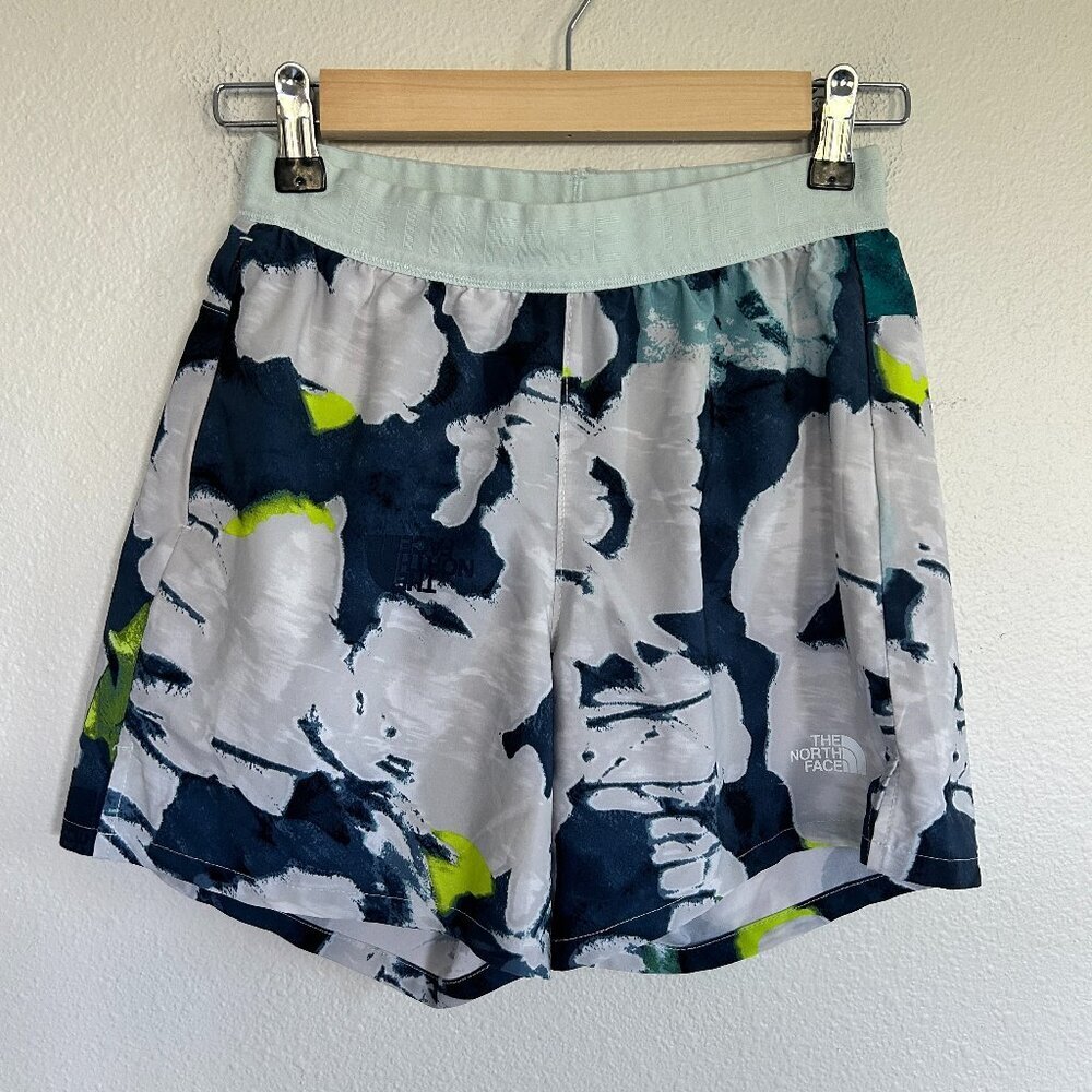 The North Face Running Shorts Wander Watercolor Floral Pull On Lined